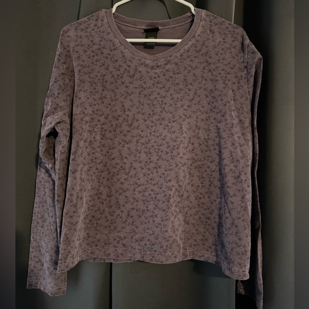 LL Bean Floral Long Sleeve Top - Purple